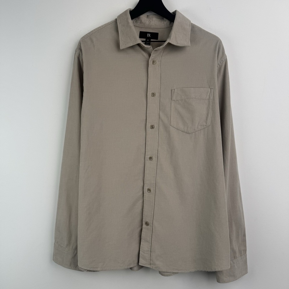 Banana Republic BR Shirt Mens XL Khaki‎ Corduroy Button Up Casual Long Sleeve